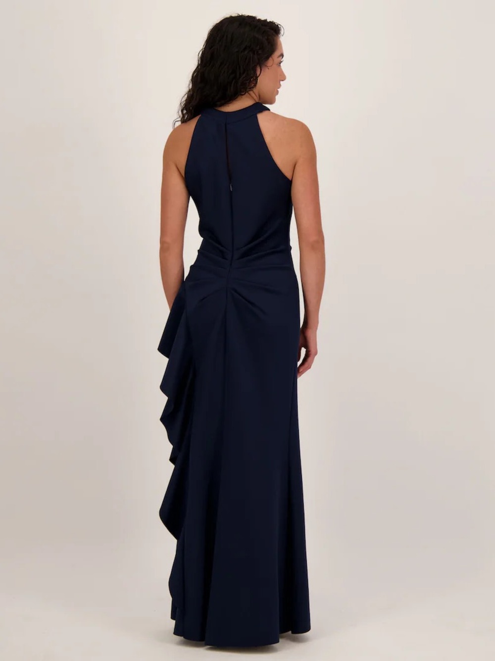 Xscape Navy One-Shoulder Ruffle Gown - Picture 2 of 2